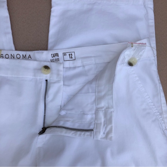 Sonoma Life + Style Cotton Blend Mid Rise Capri Stretch White Pants 12 - Picture 6 of 10